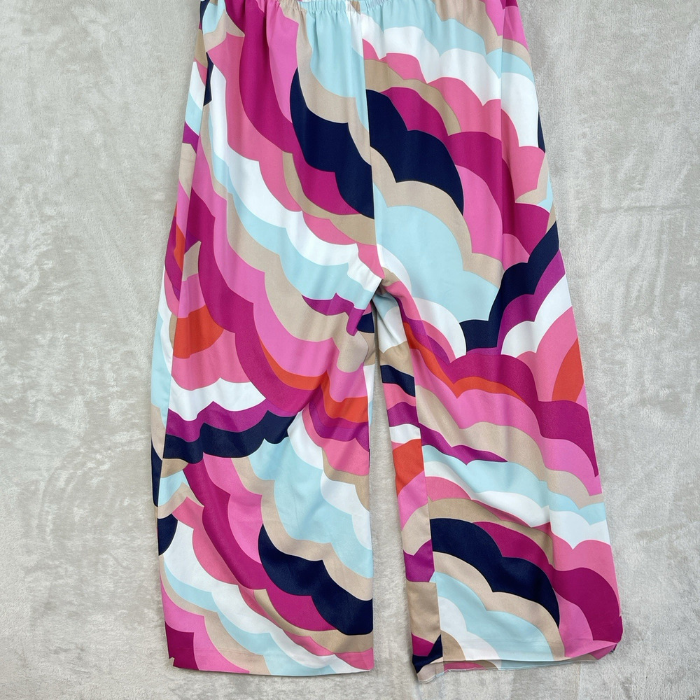 Trina Turk Dizzy Jumpsuit Wide Leg Abstract Multicolor Wave Size 10 (No Belt) - Picture 3 of 14